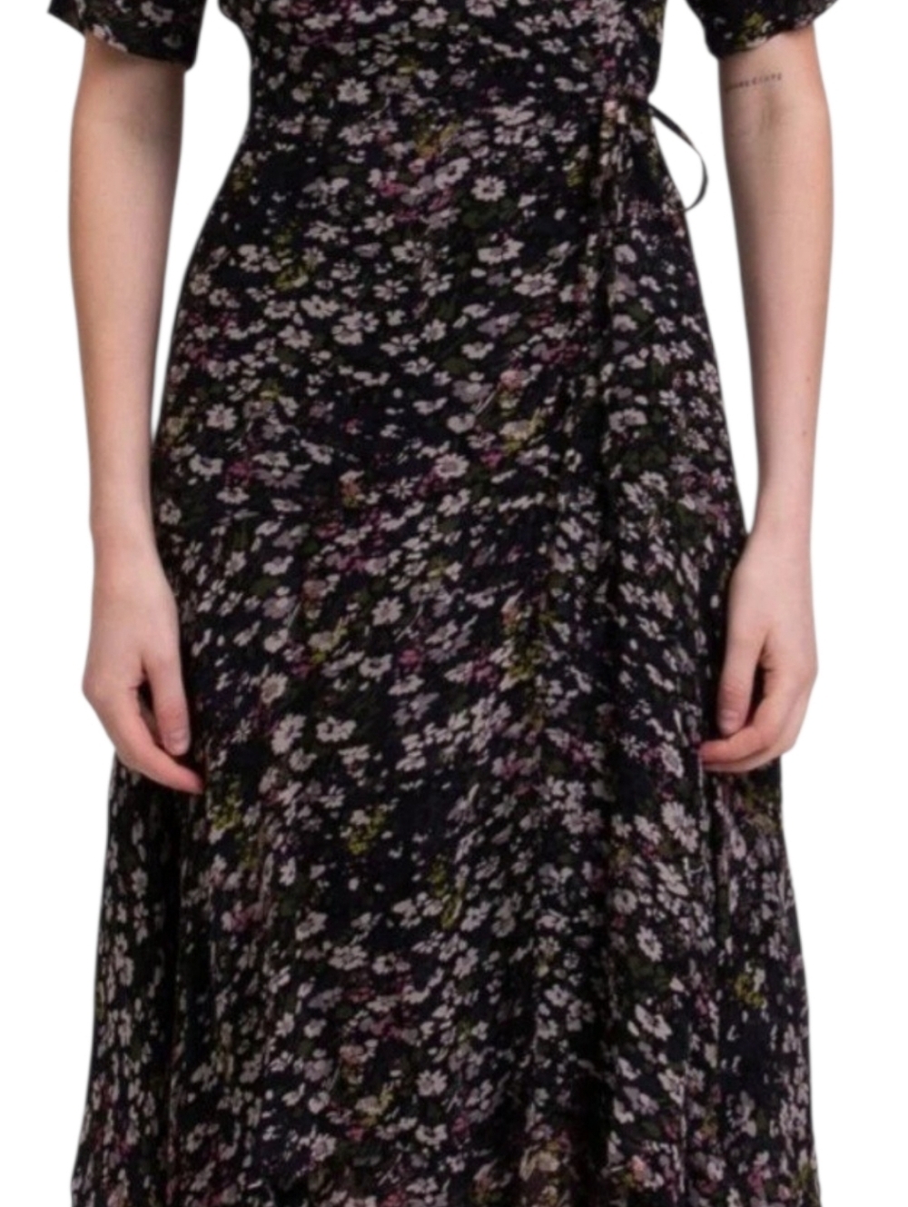 GANNI Crepe Wrap Dress EU34 US4 S Floral Print Asymmetric V-Neck NWT - Picture 5 of 13